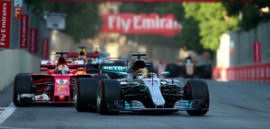 Ferrari’s Sebastian Vettel beat Mercedes’ Lewis Hamilton at the Azerbaijan Grand Prix