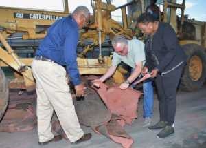 The work to replace the synthetic stadium east running track in Kingston underway