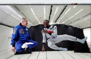 Usain Bolt takes zero-gravity flight